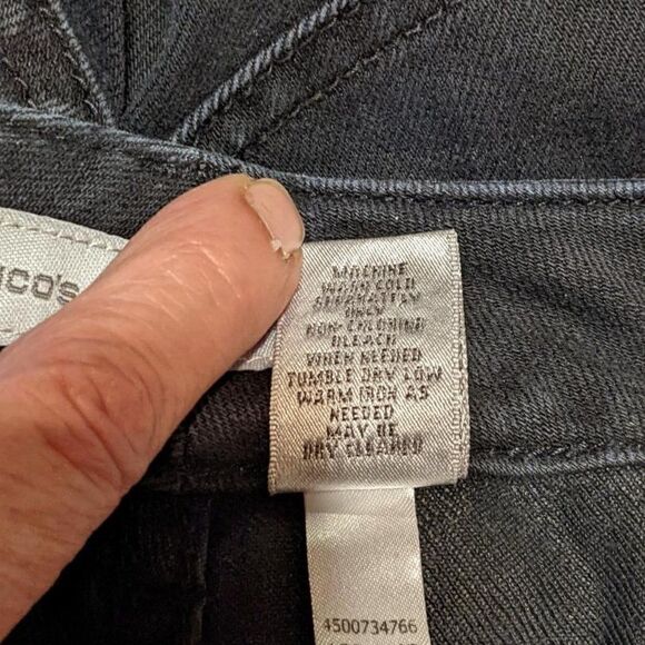 CHICO'S PLATINUM DENIM JEANS - BLACK - SIZE 1 SHORT - Picture 2 of 5